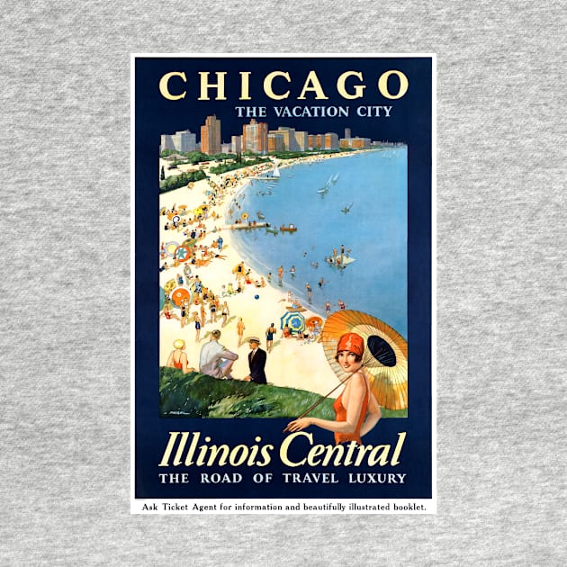 Vintage Travel Poster Chicago Illinoise Central by vintagetreasure